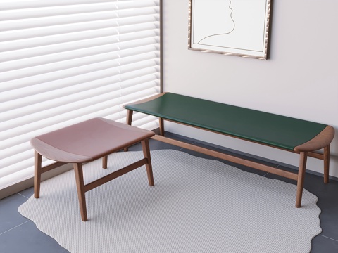 Mid-century Style Solid Wood Bench