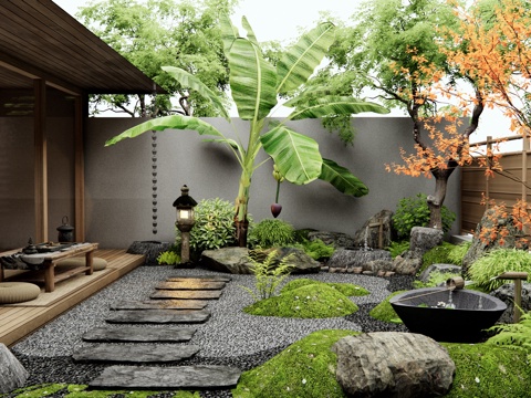 Japanese-style Courtyard Garden Dry Landscape