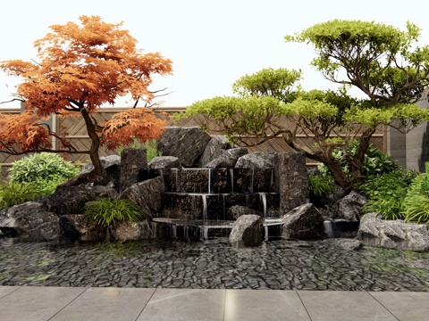 New Chinese-style rockery waterscape stone stacked water landscape