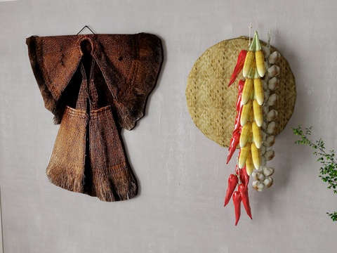 Neo-Chinese Style coir hat corn wall decoration