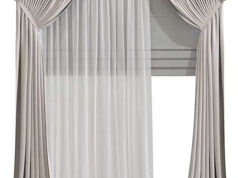 Neo-Chinese Style Fabric Curtain Gauze Curtain High Strap Curtain