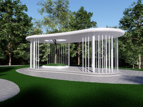 Modern profiled landscape pavilion