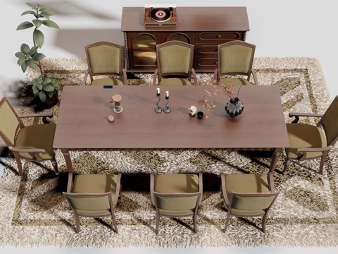 American solid wood dining table combination