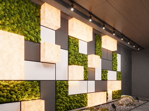 Modern plant wall moss modeling wall