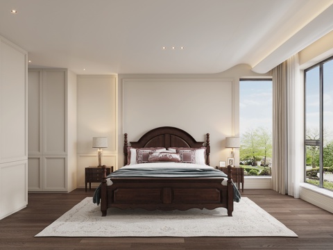 American Style Minimalist Master Bedroom