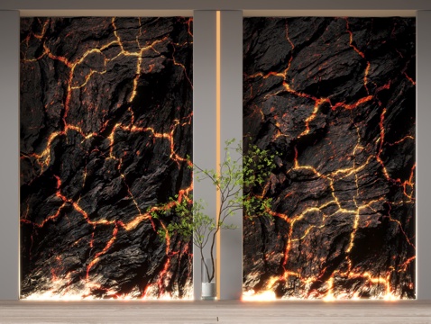 Modern rubble Wall, molten rock, volcanic stone wall