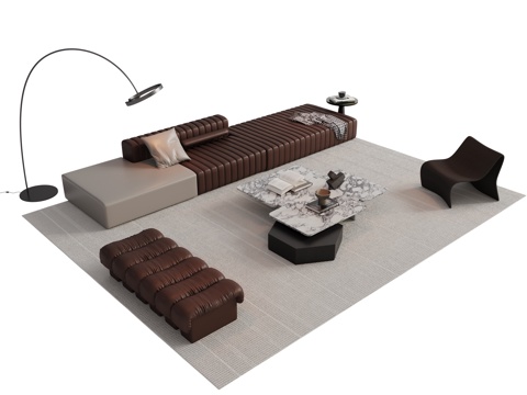 Italian Sofa Sectional Sofa Coffee Table Combination Sofa