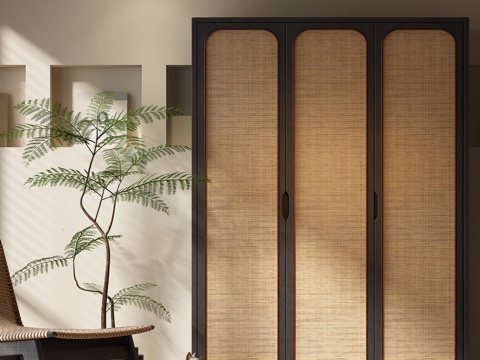 Middle-ancient rattan wardrobe