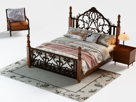 American double bed wrIron bed