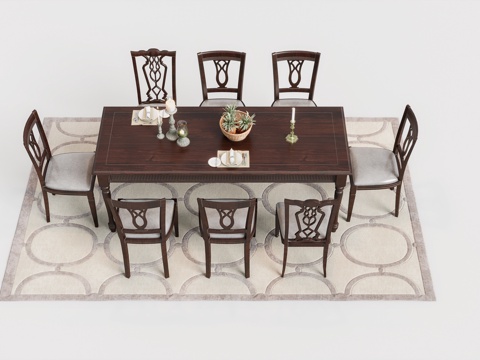 American Solid Wood Dining Table and Chair