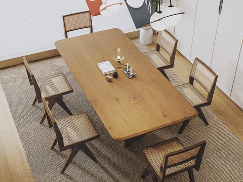 Middle-style dining table and chair solid wood dining table