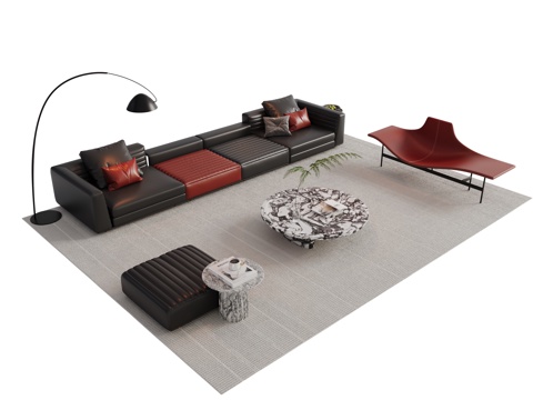 Italian Sofa Sectional Sofa Coffee Table Combination Sofa