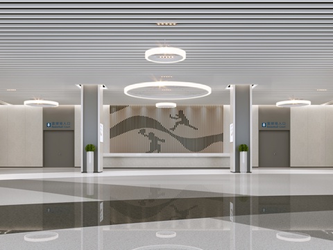 Modern school gymnasium foyer