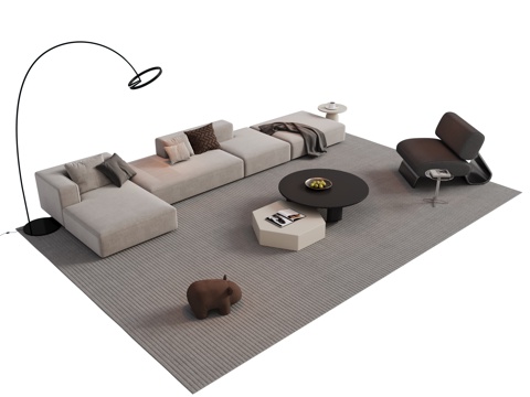 Modern Italian Sofa Sectional Sofa Coffee Table Combination Sofa