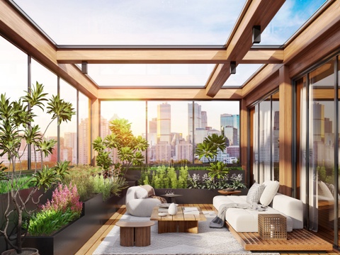 Modern Roof Garden Sun Room Penthouse Garden