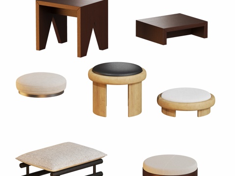 Modern log small round stool combination