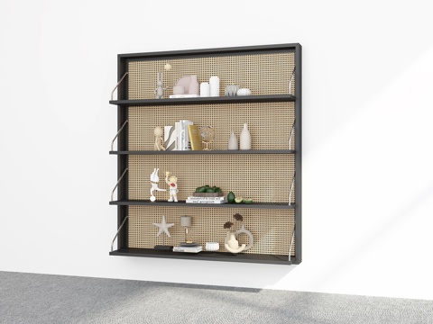 Modern Rattan Bookshelf Hanging Cabinet