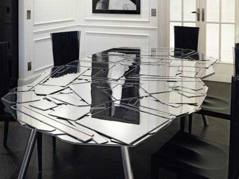 Post-modern glass dining table and chair coffee table