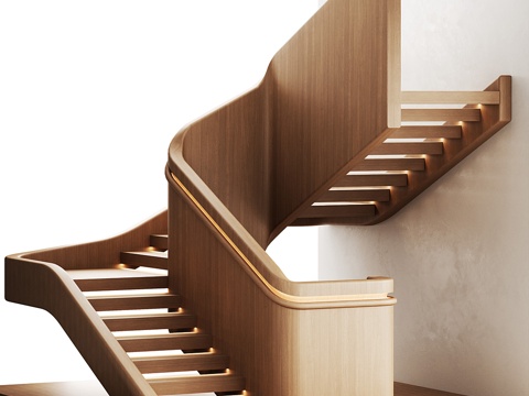 Neo-Chinese Style solid wood staircase