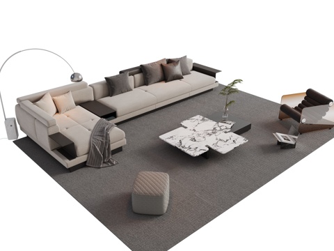 Modern Italian Sofa Sectional Sofa Coffee Table Combination Italian Living Room Sofa Decorations Ornament Cloth