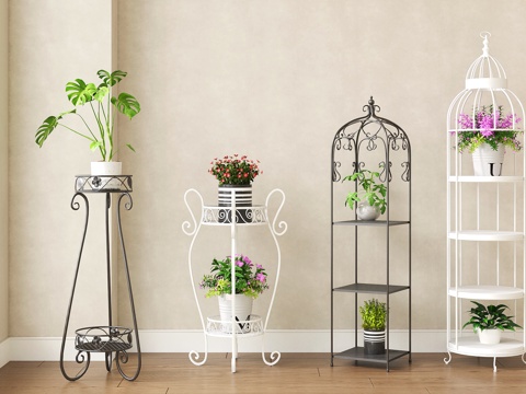 American-style Iron Flower Rack Flower Display Decorative Rack Flower Pot Rack Multi-layer Birdcage Storage Rack