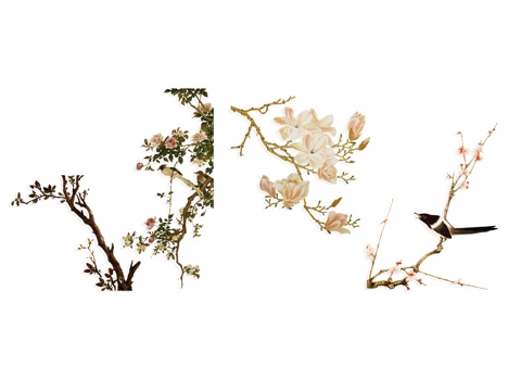 National tide carving, flower silhouette, wintersweet, peony, national flower, national wind, peach blossom, cherry blossom, powder