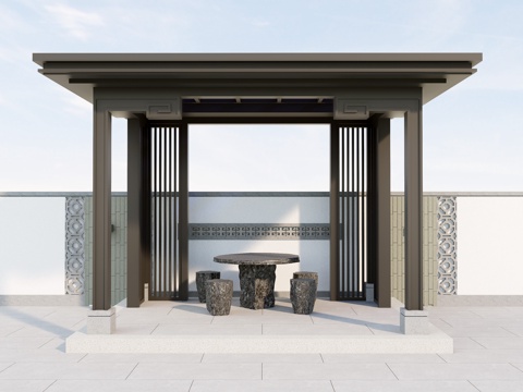 Aluminum Alloy Pavilion Four Corner Pavilion Flat Top Pavilion Neo-Chinese Style Pavilion