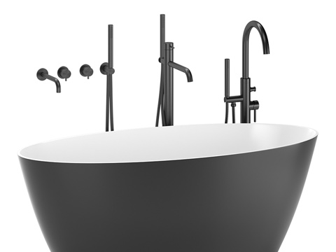 Modern black bathtub