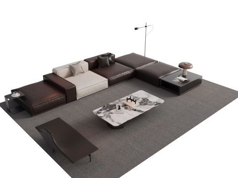 Modern Italian Sofa Sectional Sofa Coffee Table Combination Italian Living Room Sofa Decorations Ornament Cloth