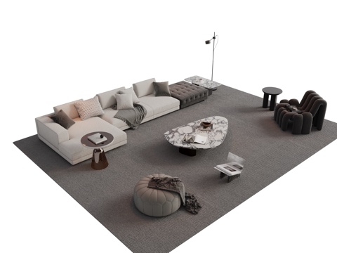 Modern Italian Sofa Sectional Sofa Coffee Table Combination Italian Living Room Sofa Decorations Ornament Cloth