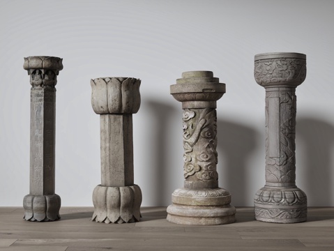 Chinese style cloud pillar lotus pillar stone pillar