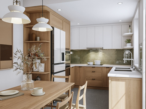 Log style DiningRoom open kitchen