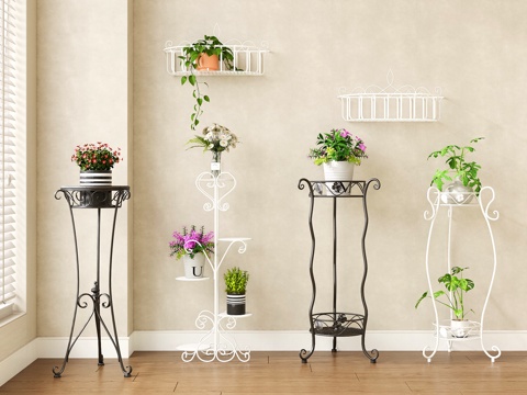 French Antique Iron Flower Rack Flower Decorative Rack Storage Rack Flower Pot Rack