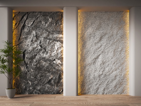 modern rubble wall molten rock