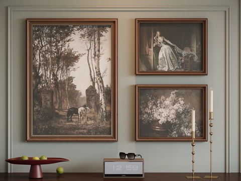 French Middle Ancient Combination Hanging Paintings