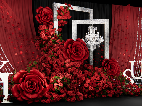 Niche Red Rose Show Wind Wedding Design