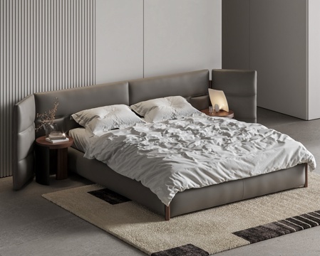 CASSINA Modern Double Bed Large Backrest Double Bed Carpet Master Bedroom Bed