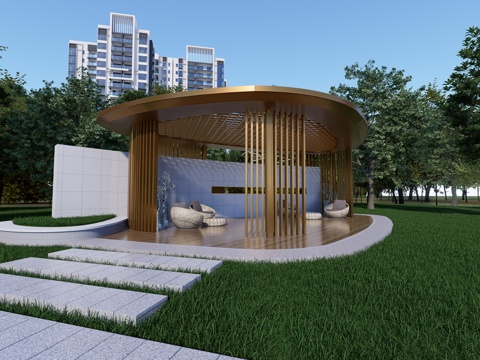 Modern profiled landscape pavilion