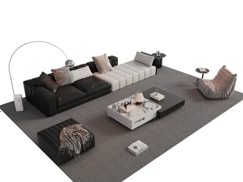 Modern Italian Sofa Sectional Sofa Coffee Table Combination Italian Living Room Sofa Decorations Ornament Cloth