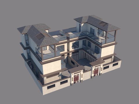 New Chinese-style townhouse exterior villa monomer