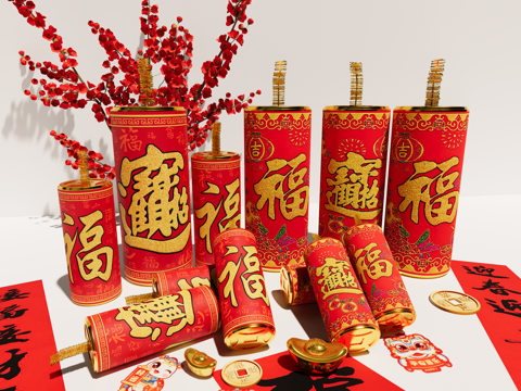 Firecracker ornaments Firecracker ingot couplet hanging cloth Spring Festival ornaments