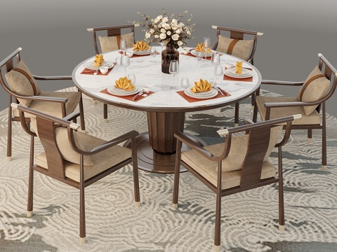 New Chinese Dining Table New Chinese Dining Table and Chair Combination Solid Wood Dining Chair Dining Table