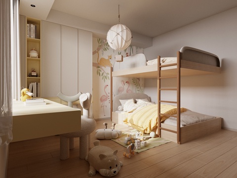 Modern universal kids Bedroom modern children's room children's upper and lower bunk children's table and chair combination chandelier