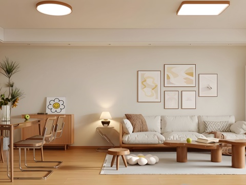 Modern Cream Living&Dining Room Cream Style Guest DiningRoom Hengting Guest Restaurant Cream Wind Sofa Coffee Table