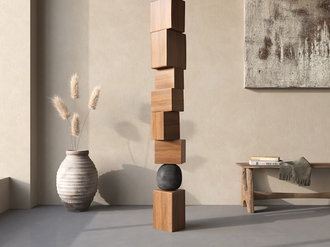 Modern abstract wood sculpture