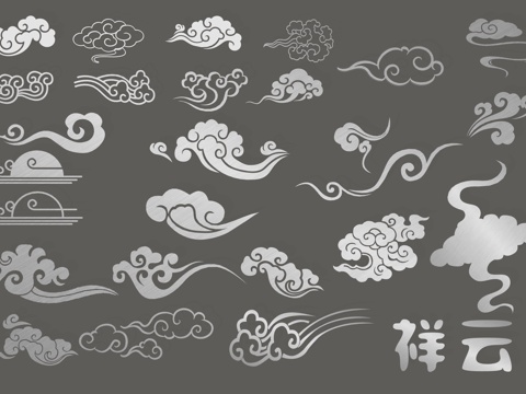 New Chinese Xiangyun wall decoration, cloud pattern, classical tradition, auspicious, Phnom Penh Xiangyun pattern, element, silhouette