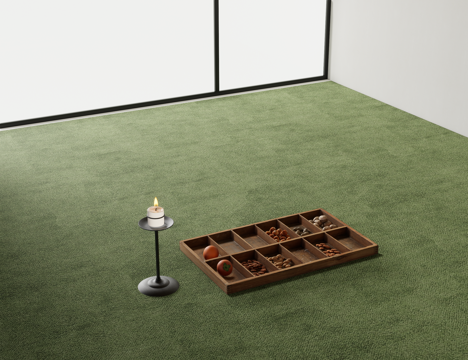 Modern Other Material Green Carpet