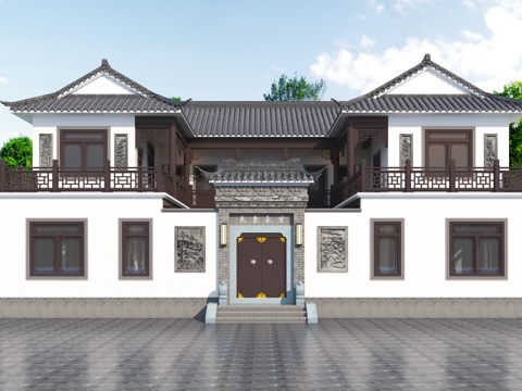 Chinese-style courtyard house, self-built courtyard house