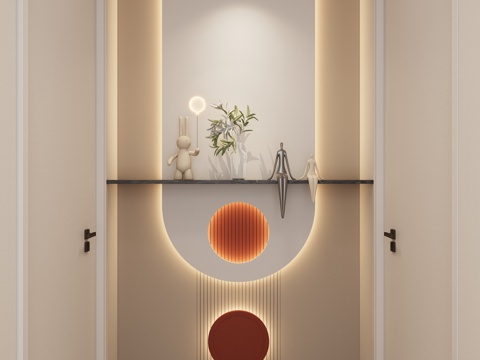 Cream Simple Style Arc Light Strip Grille Corridor End View Entrance