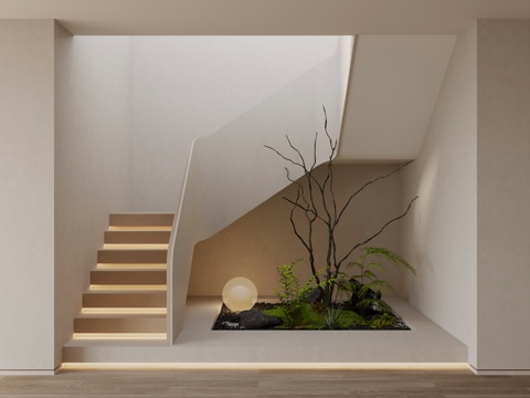 Modern stairwell landscaping